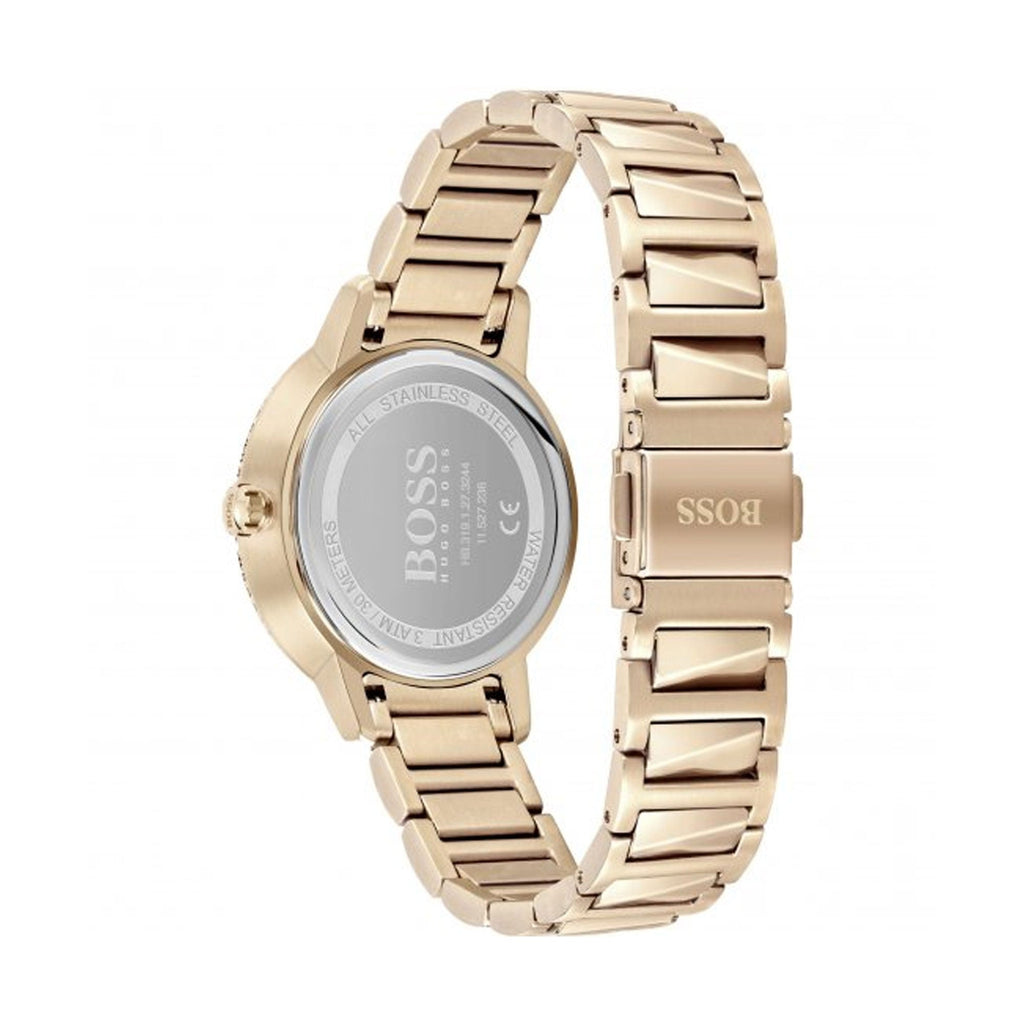 Hugo Boss Signature Gold Dial Gold Stainless Steel Strap Watch for Women - 1502540