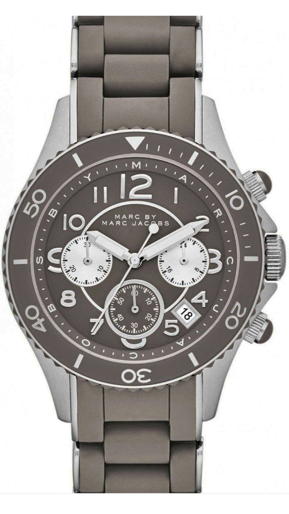 Marc Jacobs Rock Chronograph Grey Dial Grey Silicone Strap Watch for Women - MBM2595