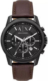 Armani Exchange Outerbanks AX1732 Men's Chronograph Watch – Black Dial with Brown Leather Strap
