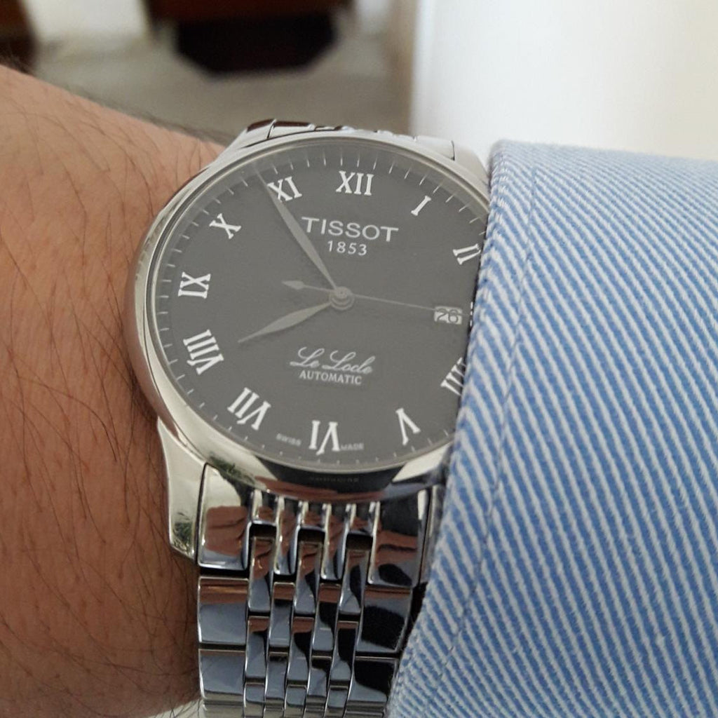 Tissot T Classic Le Locle Powermatic 80 Black Dial Silver Steel Strap Watch For Women - T41.1.483.53