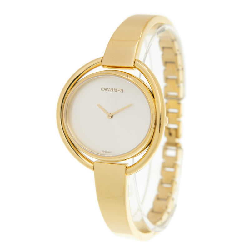 Calvin Klein Impetuous White Dial Gold Steel Strap Watch for Women - K4F2N516