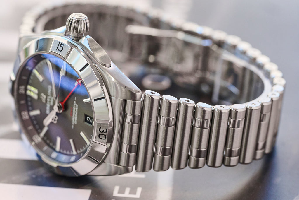 Breitling Chronomat GMT 40 Brown Dial Silver Steel Strap Watch for Men - A32398101M1A1