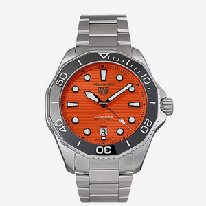Tag Heuer Aquaracer Professional 300 Diver Automatic Orange Dial Silver Steel Strap Watch for Men - WBP201F.BA0632