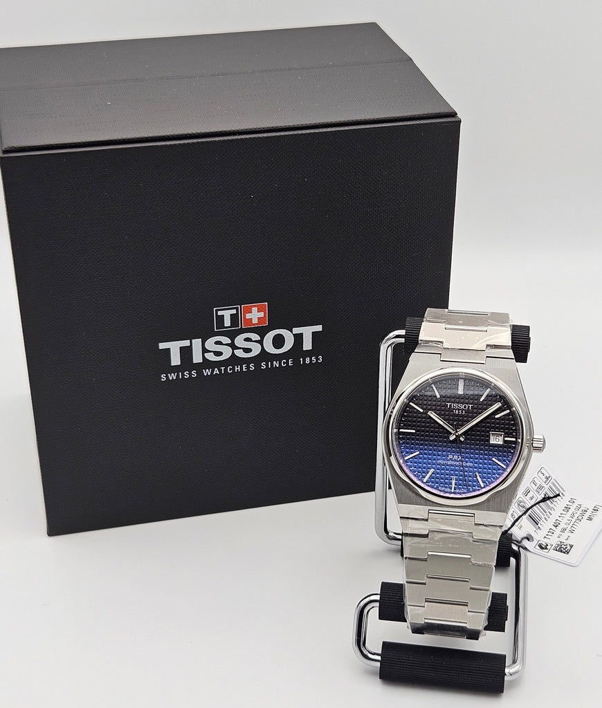 Tissot T137.407.11.051.01 Powermatic 80 Men's Watch – Gradient Blue Dial & Silver Steel Strap