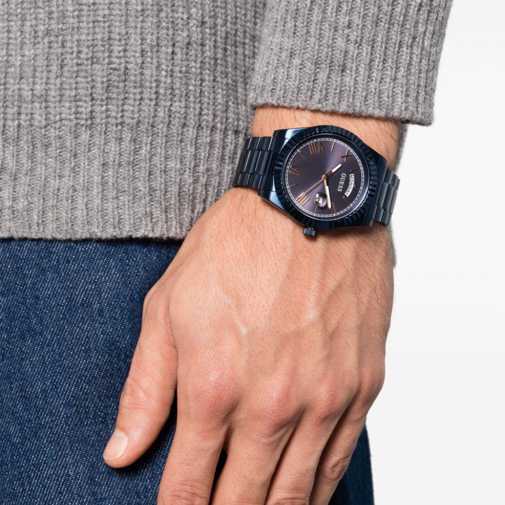 Guess Connoisseur Quartz Blue Dial Blue Steel Strap Watch For Men - GW0265G9