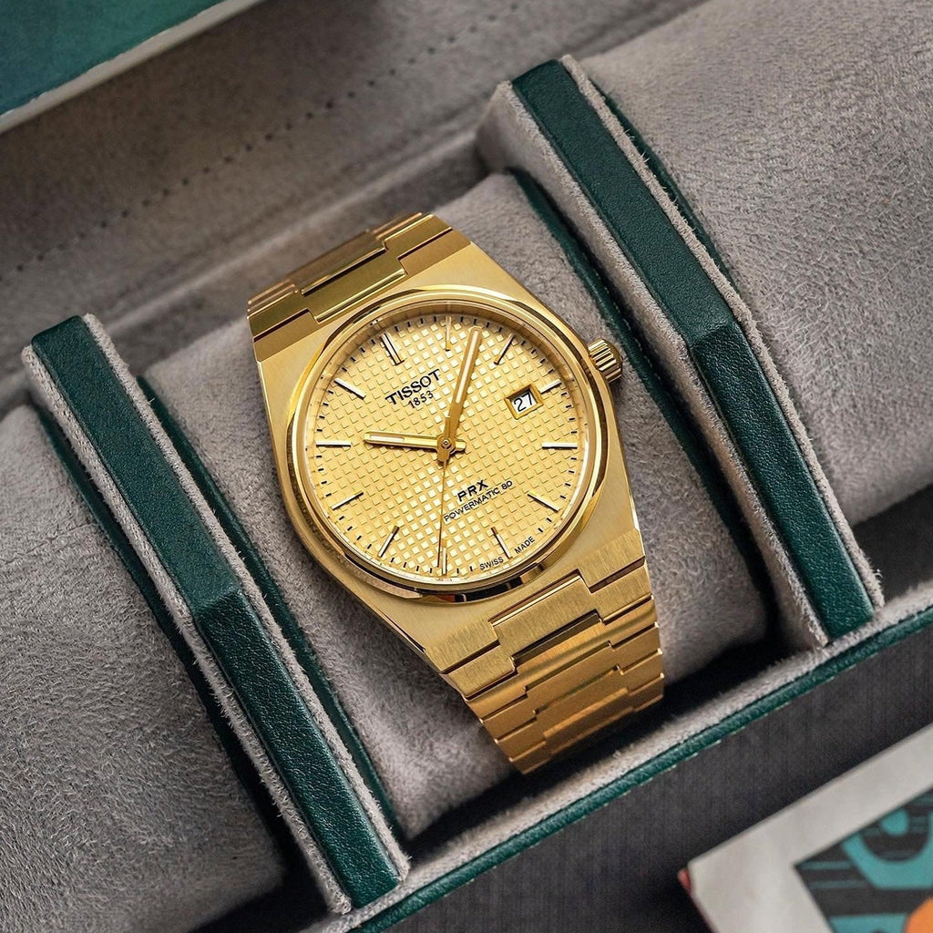 Tissot T137.407.33.021.00 PRX Powermatic 80 Men's Watch – Gold Dial & Gold Steel Strap