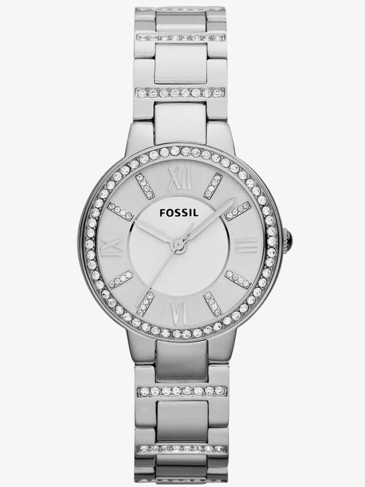 Fossil Virginia Silver Dial Silver Steel Strap Watch for Women - ES3282
