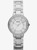 Fossil Virginia Silver Dial Silver Steel Strap Watch for Women - ES3282