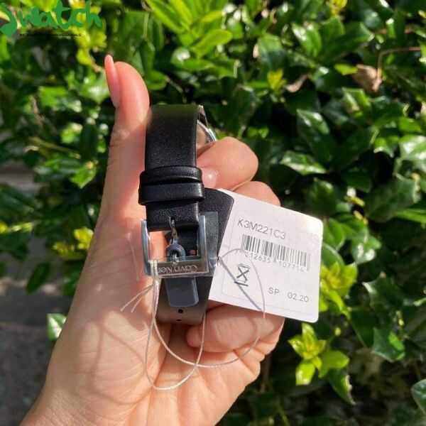 Calvin Klein Minimal Grey Dial Black Leather Strap Watch for Men - K3M221C3