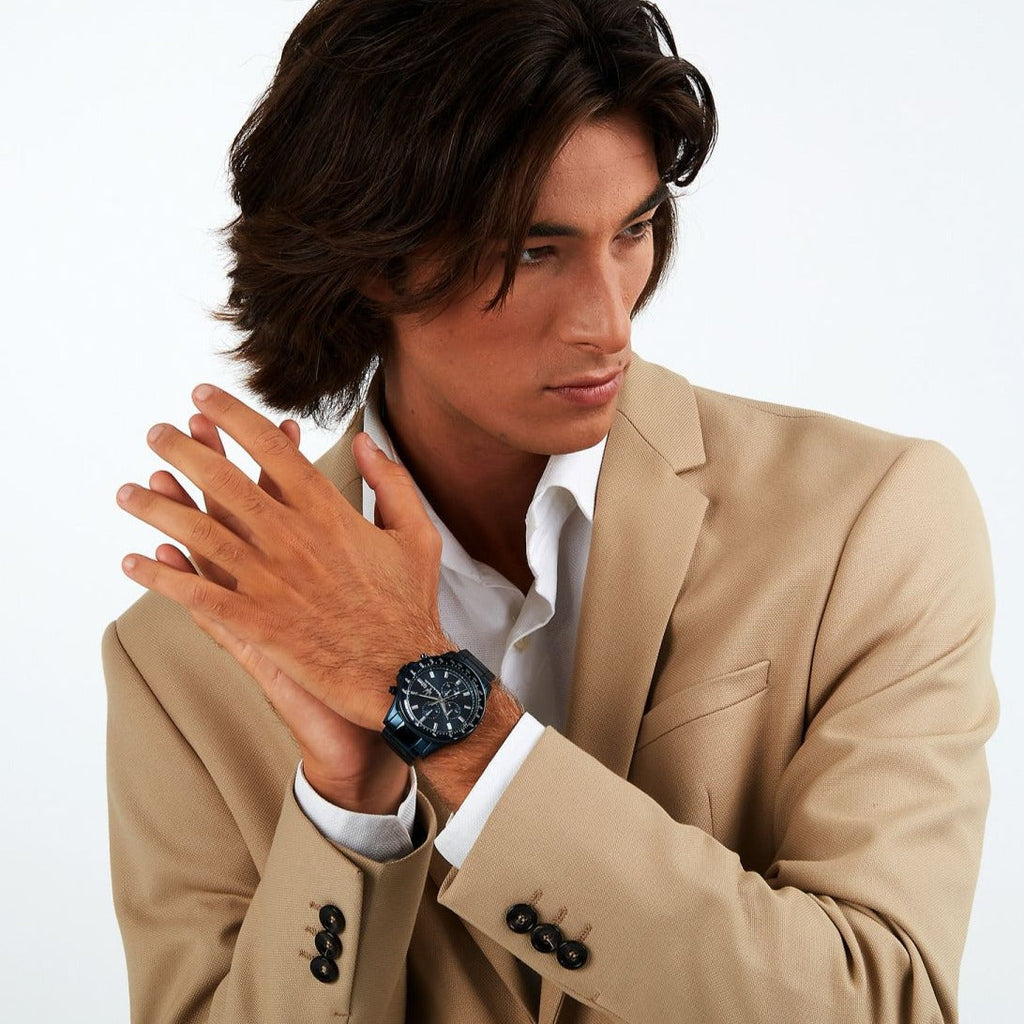 Maserati SFIDA Chronograph Blue Dial Blue Steel Strap Watch For Men - R8873640023