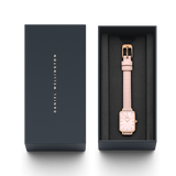 Daniel Wellington Quadro Pressed Mother of Pearl Pink Dial Pink Leather Strap Watch For Women - DW00100508
