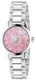 Gucci YA1265013 G-Timeless Quartz Women's Watch – Mother of Pearl Pink Dial & Silver Steel Bracelet