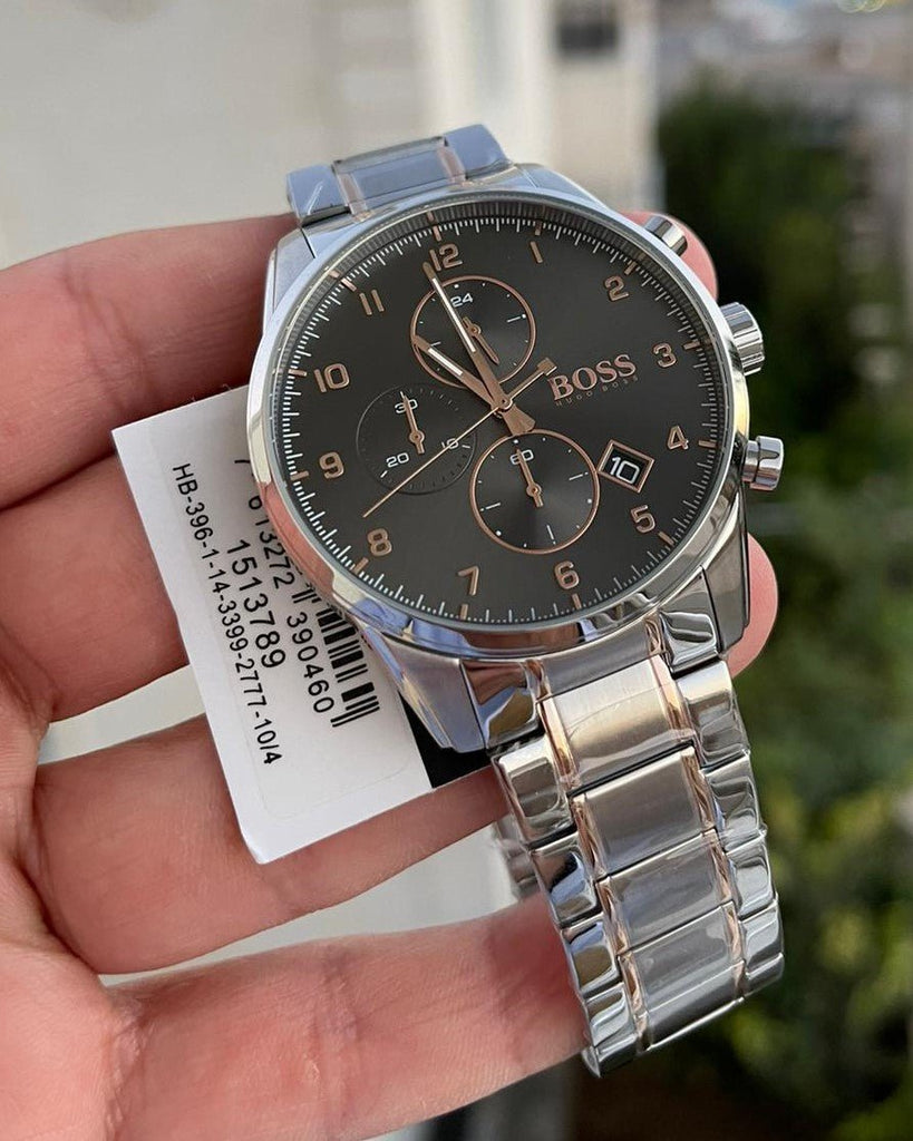 Hugo Boss Skymaster Grey Dial Two Tone Steel Strap Watch for Men - 1513789