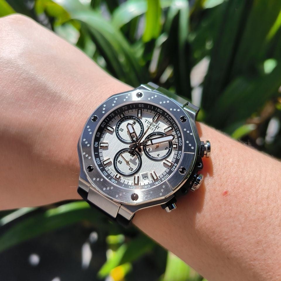 Tissot T141.417.17.011.00 T-Race Chronograph Men’s Watch – White Dial & Black Rubber Strap