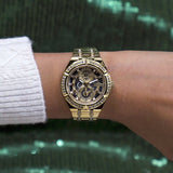 Guess Allara Quartz Gold Dial Gold Steel Strap Watch For Women - GW0604L2