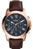 Fossil FS5068 Grant Chronograph Men's Watch – Blue Dial & Brown Leather Strap