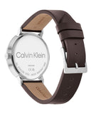 Calvin Klein Posh Silver Dial Brown Leather Strap Watch for Men - K8Q316G6