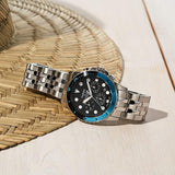 Fossil FS5827 FB-01 Chronograph Men’s Watch – Black Dial with Silver Steel Strap