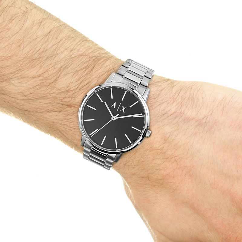 Armani Exchange Cayde AX2700 Men's Analog Watch – Black Dial with Silver Stainless Steel Bracelet