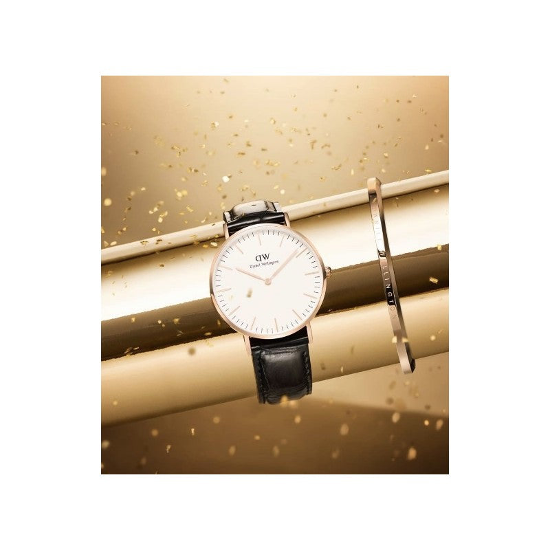 Daniel Wellington Classic Reading White Dial Black Leather Strap Watch For Women - DW00100041