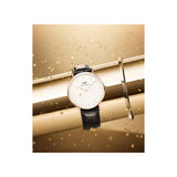 Daniel Wellington Classic Reading White Dial Black Leather Strap Watch For Women - DW00100041