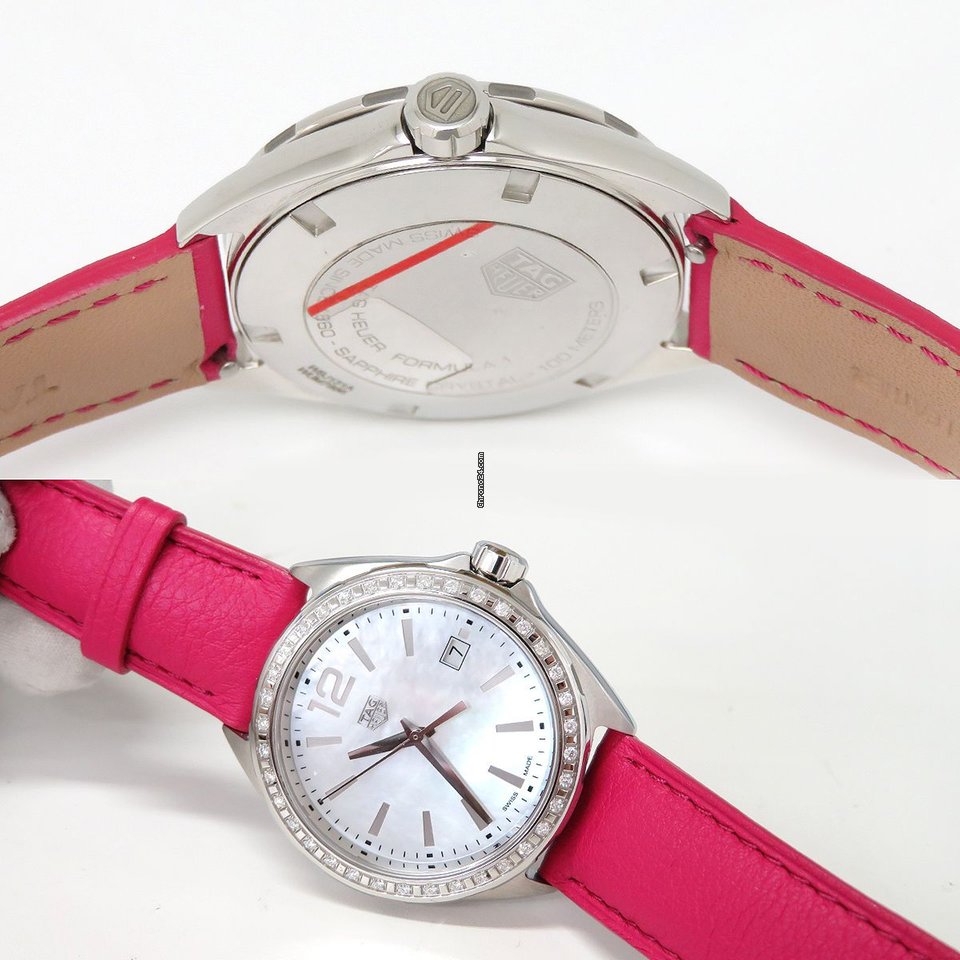Tag Heuer Formula 1 Quartz Mother of Pearl Dial Pink Leather Strap Watch for Women - WBJ131A.FC8252