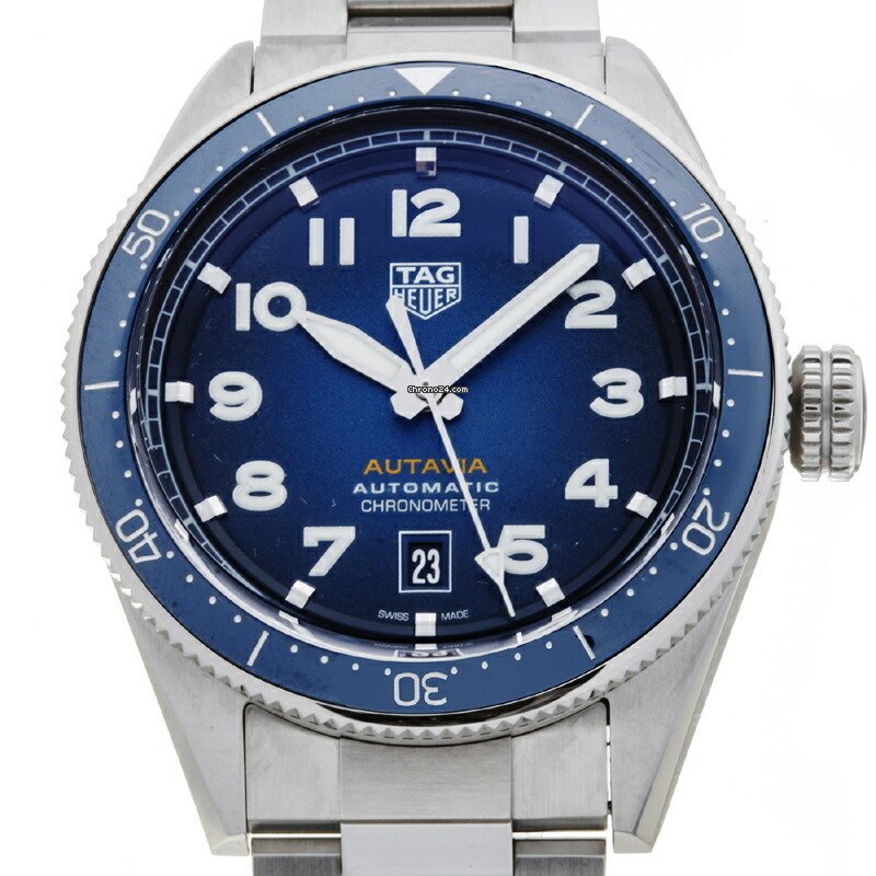 Tag Heuer Autavia Automatic Blue Dial Silver Steel Strap Watch for Men - WBE5116.EB0173
