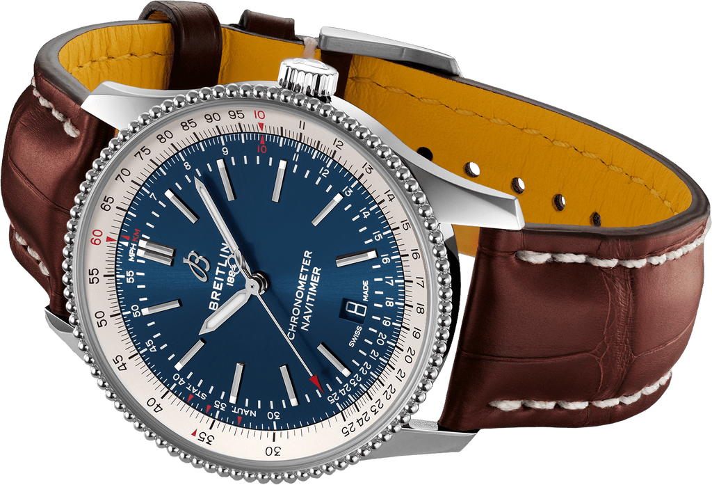 Breitling Navitimer 1 Automatic 41mm Blue Dial Brown Leather Strap Mens Watch - A17326211C1P1