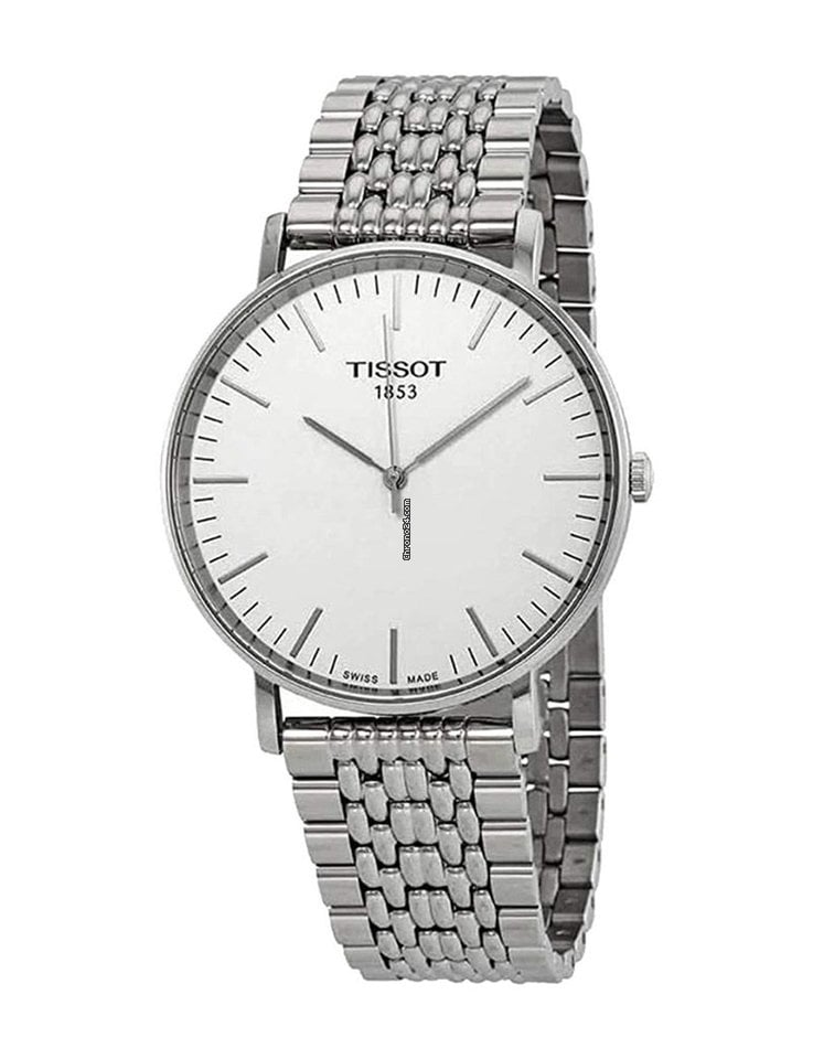 Tissot T Classic Everytime Large White Dial Silver Steel Strap Watch for Men - T109.610.11.031.00