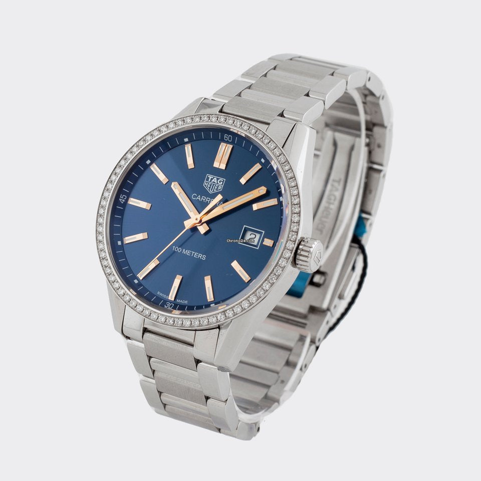 Tag Heuer Carrera Quartz Diamonds Blue Dial Silver Steel Strap Watch for Women - WAR1114.BA0601