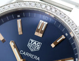 Tag Heuer Carrera Quartz Diamonds Blue Dial Silver Steel Strap Watch for Women - WAR1114.BA0601