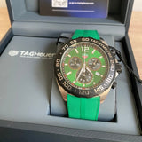Tag Heuer Formula 1 Chronograph 41mm Green Dial Green Rubber Strap Watch for Men - CAZ101AP.FT8056