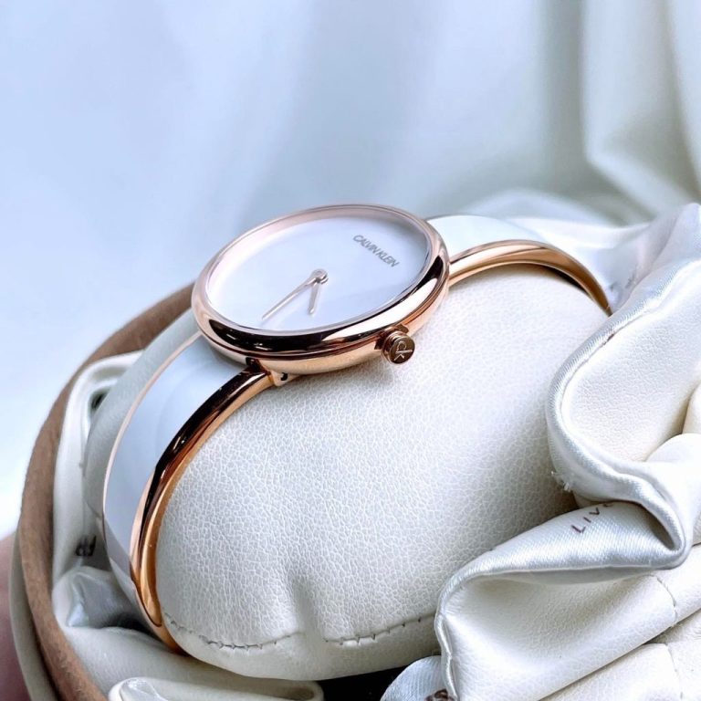 Calvin Klein Seduce White Dial Two Tone Steel Strap Watch for Women - K4E2N616