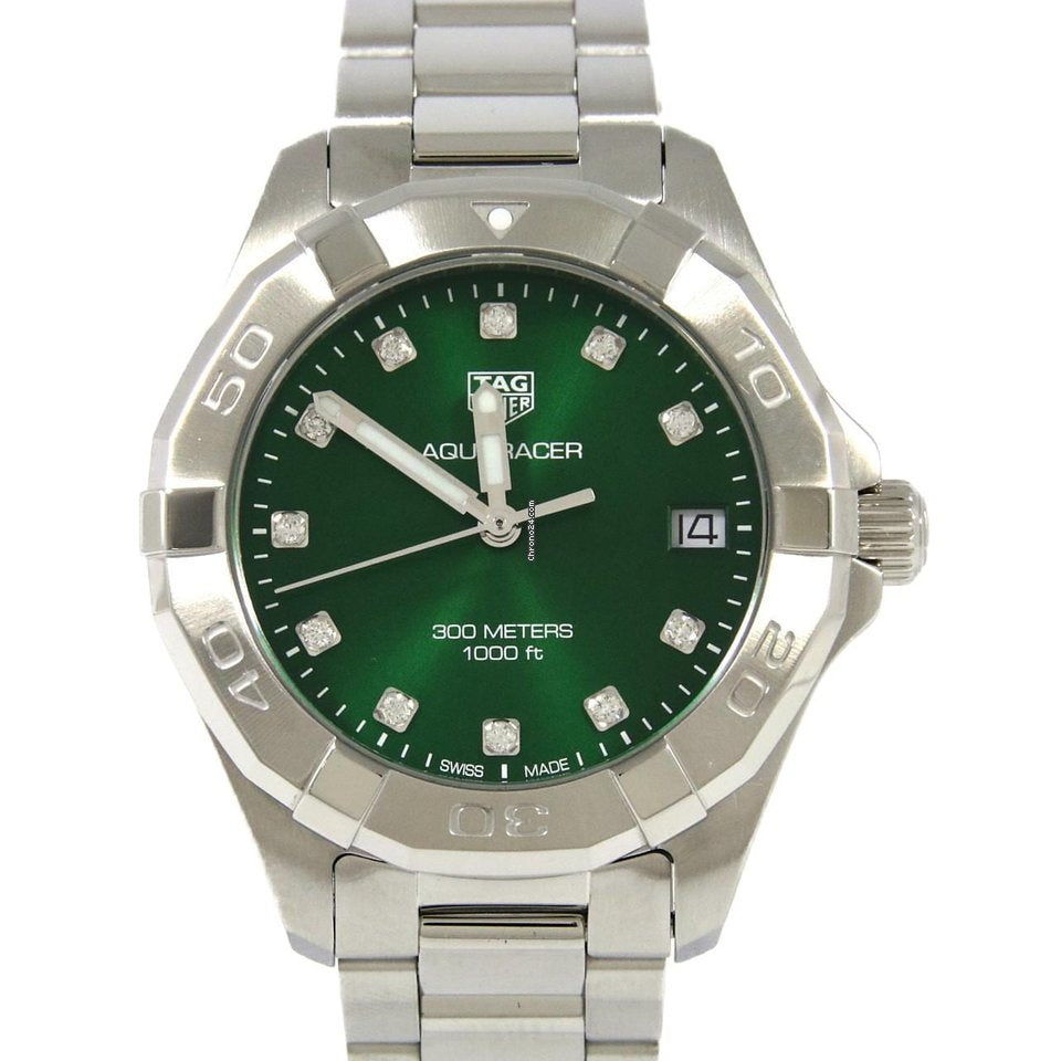 Tag Heuer Aquaracer Diamonds Emerald Green Dial Watch for Women - WBD1316.BA0740
