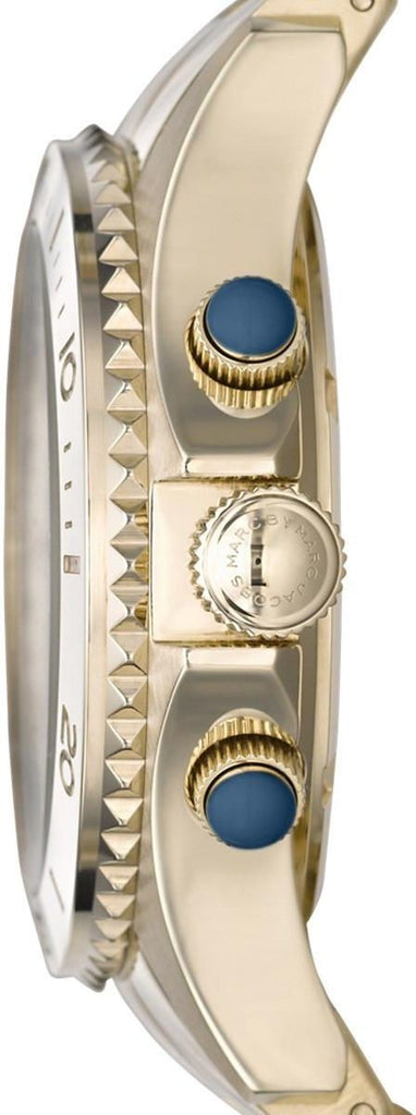 Marc Jacobs Rock Metal Chronograph Gold Dial Gold Steel Strap Watch for Men - MBM3158