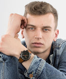 Fossil Goodwin Luggage Chronograph Black Dial Brown Leather Strap Watch for Men - FS5501