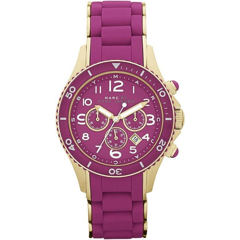 Marc Jacobs Rock Chronograph Purple Dial Purple Silicone Strap Watch for Women - MBM2576