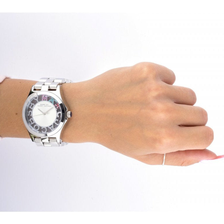 Marc Jacobs Henry Skeleton Silver Dial Silver Steel Strap Watch for Women - MBM3262
