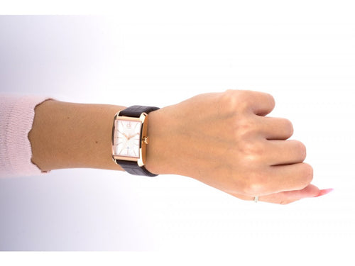 Calvin Klein Window White Dial Brown Leather Strap Watch for Women - K2M23620