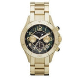 Marc Jacobs Rock Chronograph Black Dial Gold Steel Strap Watch for Women - MBM3253