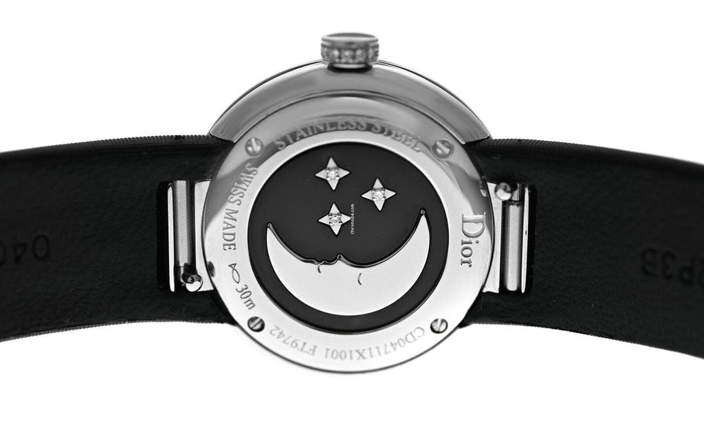 Dior La D De Dior Dior Rose Céleste Diamonds Mother of Pearl Dial Black Leather Strap Watch for Women - CD04711X1001 0000