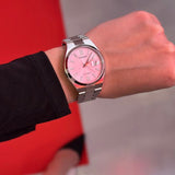 Citizen x Pantone NJ0158-89X Men's Automatic Watch – Dreamy Pink Dial with Silver Steel Strap