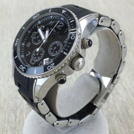 Marc Jacobs Rock Chronograph Black Dial Black Silicone Strap Watch for Women - MBM2551