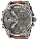 Diesel Mr Daddy Chronograph Grey Dial Brown Leather Strap Watch For Men - DZ7413