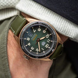 Tag Heuer Autavia Calibre 5 Automatic Olive Green Dial Green Leather Strap Watch for Men - WBE5190.FC8268