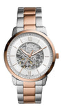 Fossil ME3196 Neutra Automatic Skeleton Men’s Watch – White Dial with Two-Tone Stainless Steel Strap