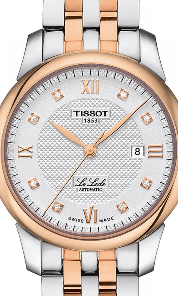 Tissot Le Locle Lady Automatic Diamonds Silver Dial Two Tone Steel Strap Watch For Women - T006.207.22.036.00