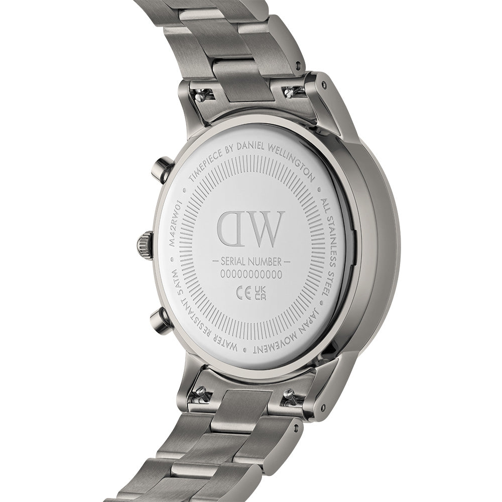Daniel Wellington Iconic Link Chronograph Grey Dial Grey Steel Strap Watch for Men - DW00100643