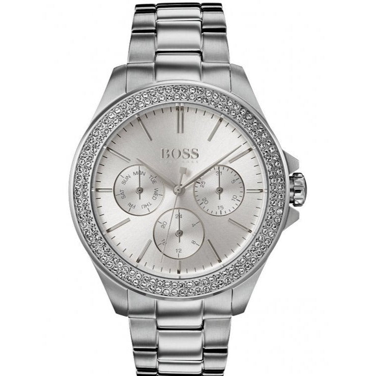 Hugo Boss Premiere Silver Dial Silver Steel Strap Watch for Women - 1502442