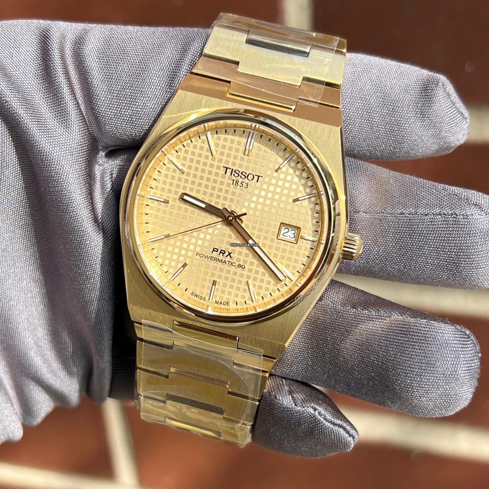 Tissot T137.407.33.021.00 PRX Powermatic 80 Men's Watch – Gold Dial & Gold Steel Strap